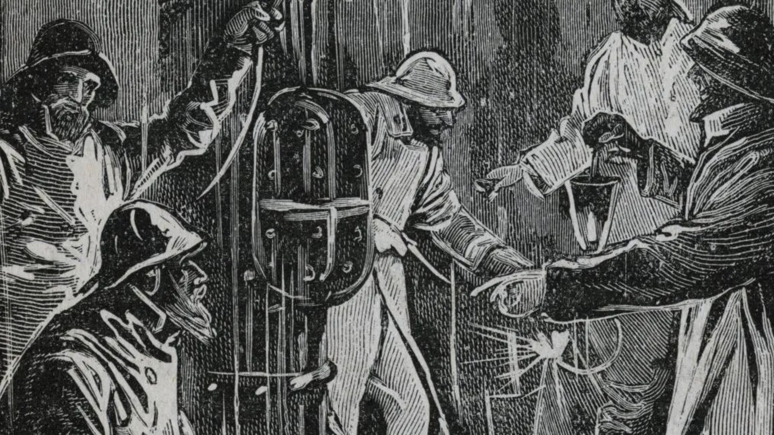  Black and white image of workers digging out the Severn Tunnel