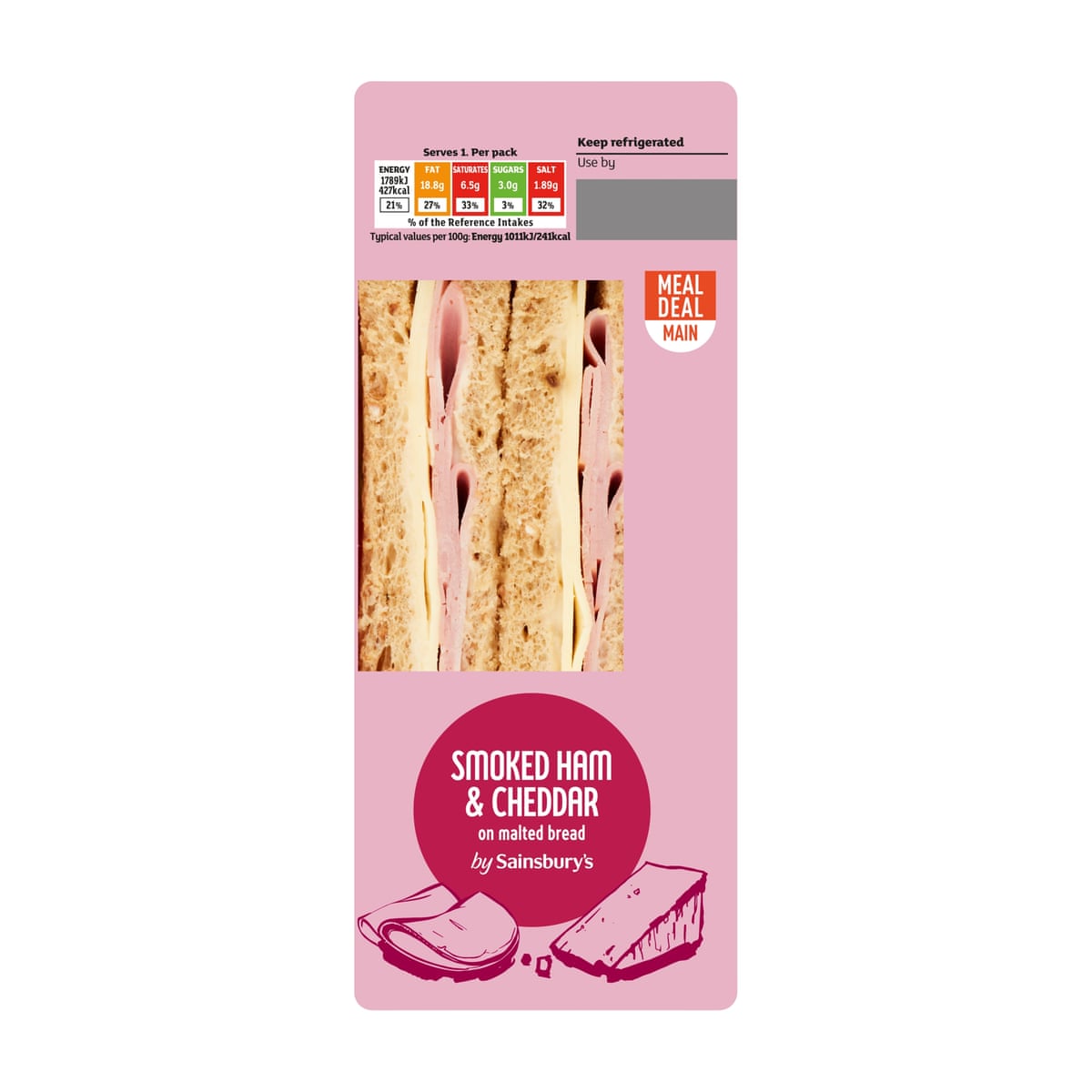 Sainsbury’s smoked ham and cheddar sandwich