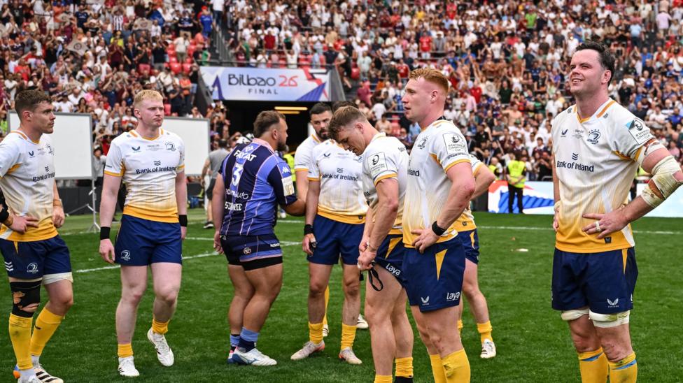 Leinster players dejected at full time