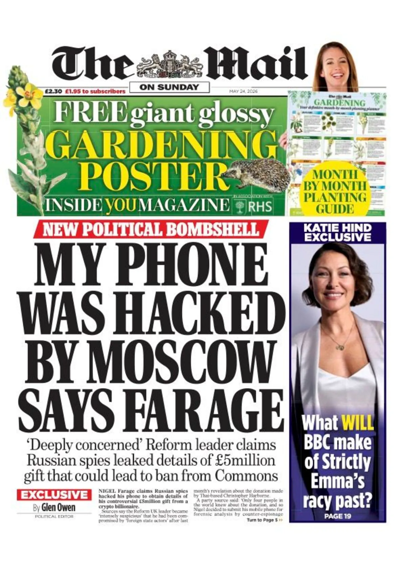 The headline on the front page of the Mail on Sunday reads: 