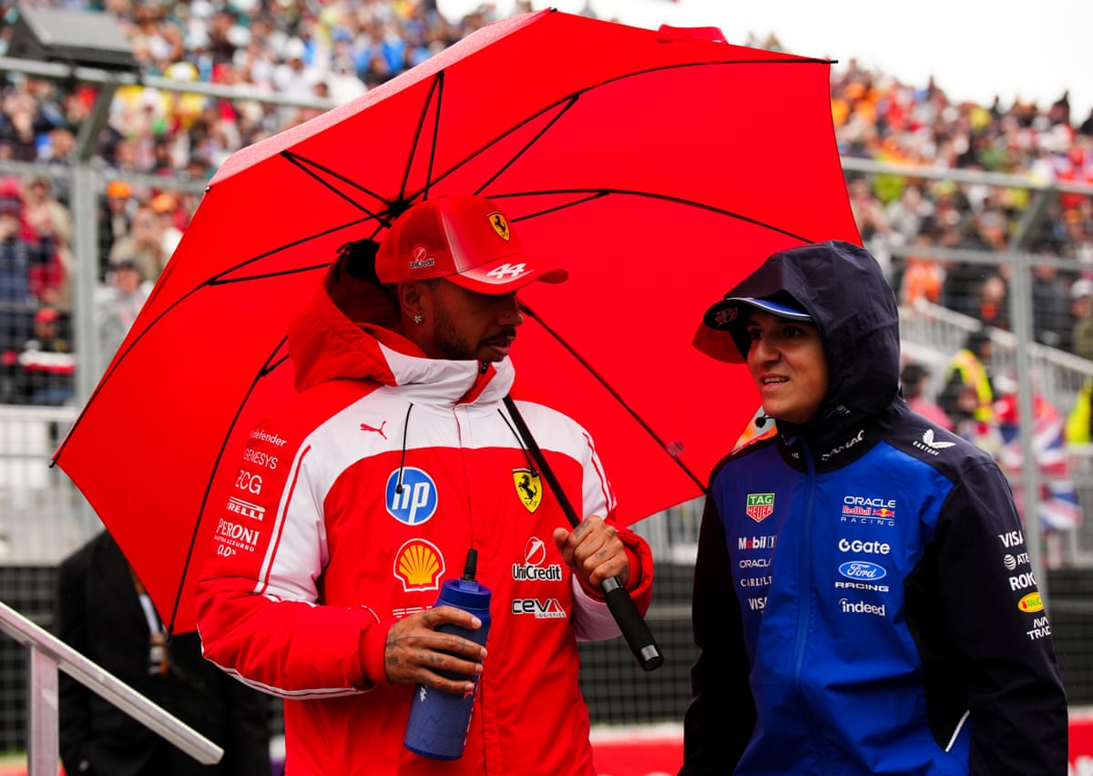 Lewis Hamilton and Isack Hadjar during the drivers parade at the Circuit Gilles-Villeneuve, Montreal.