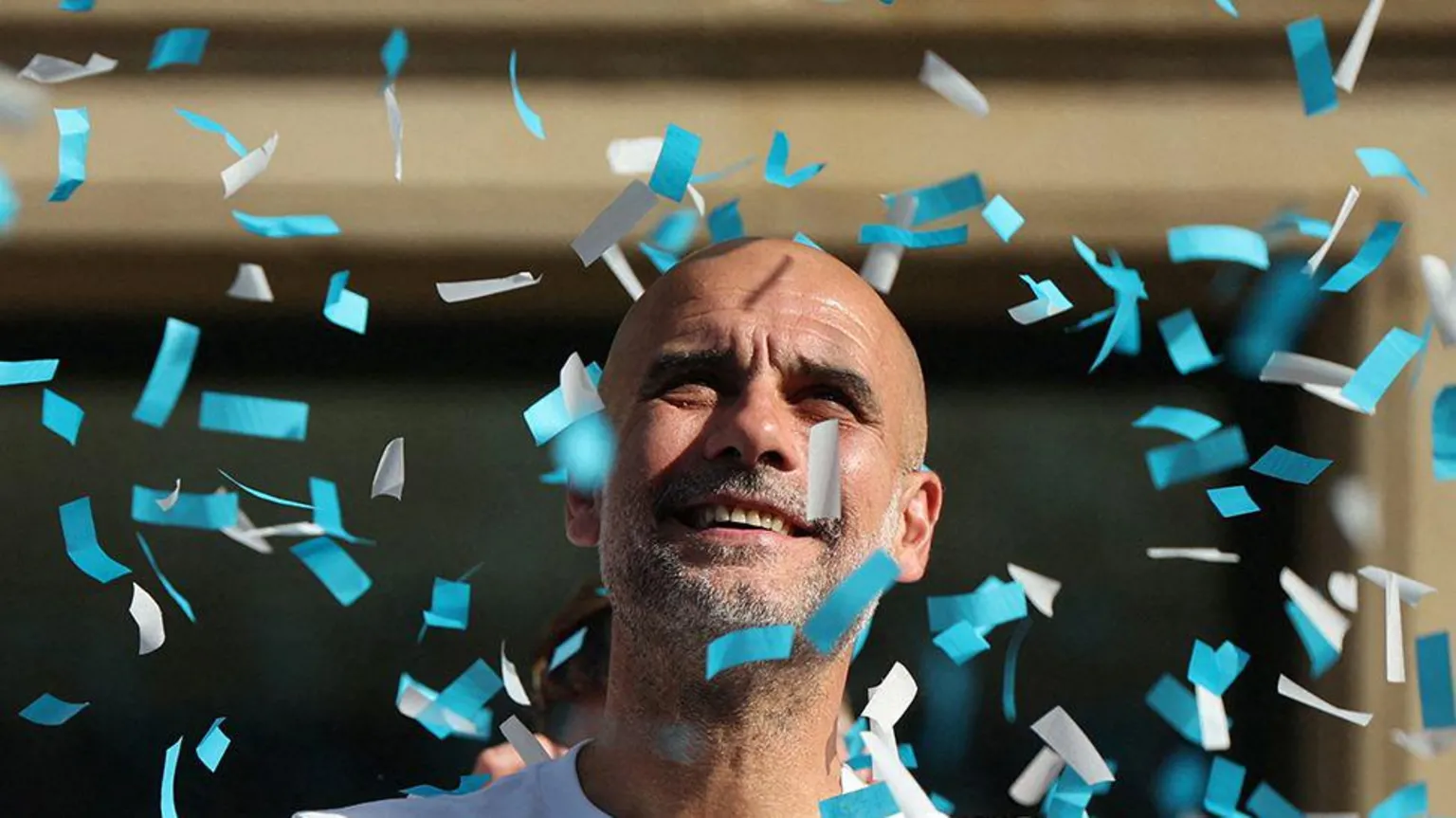 Manchester City manager Pep Guardiola during the victory parade