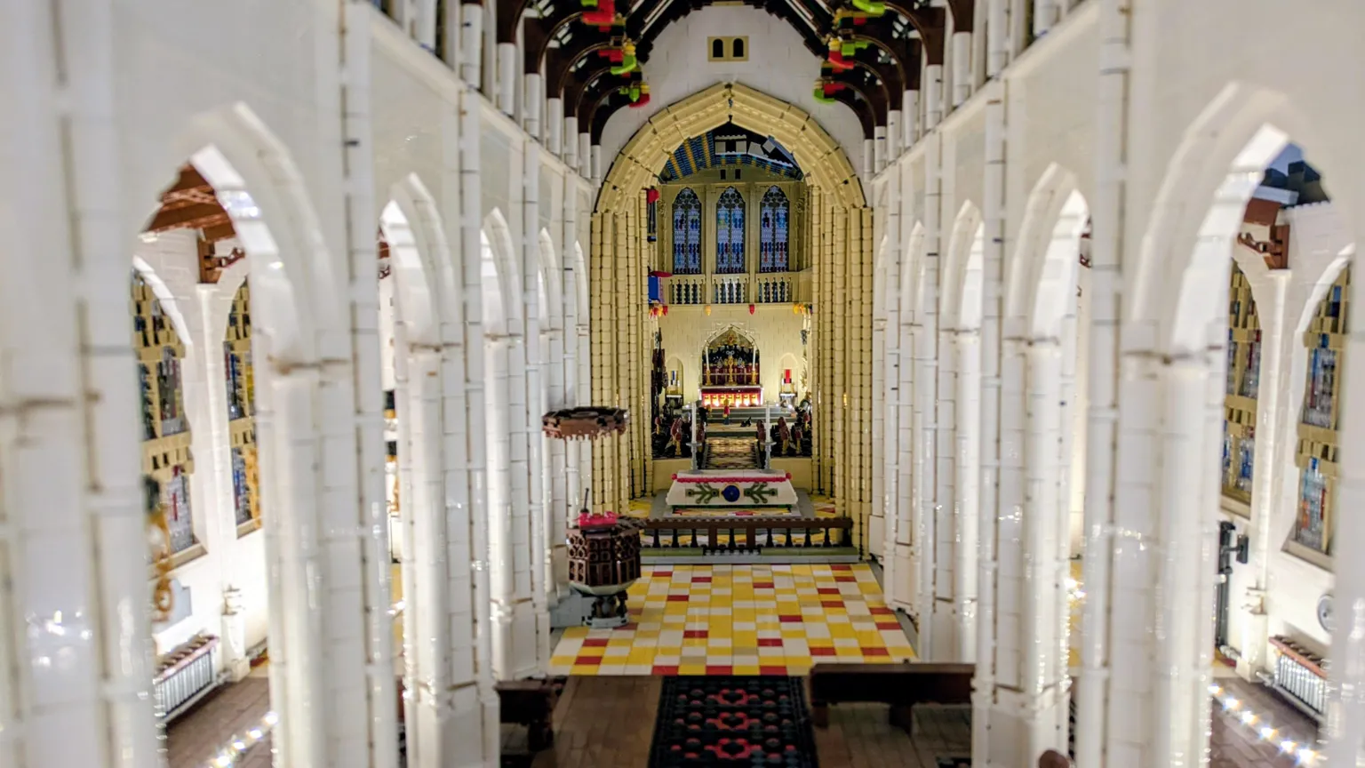 St Edmundsbury Cathedral The inside of the Lego replica of St Edmundsbury Cathedral.