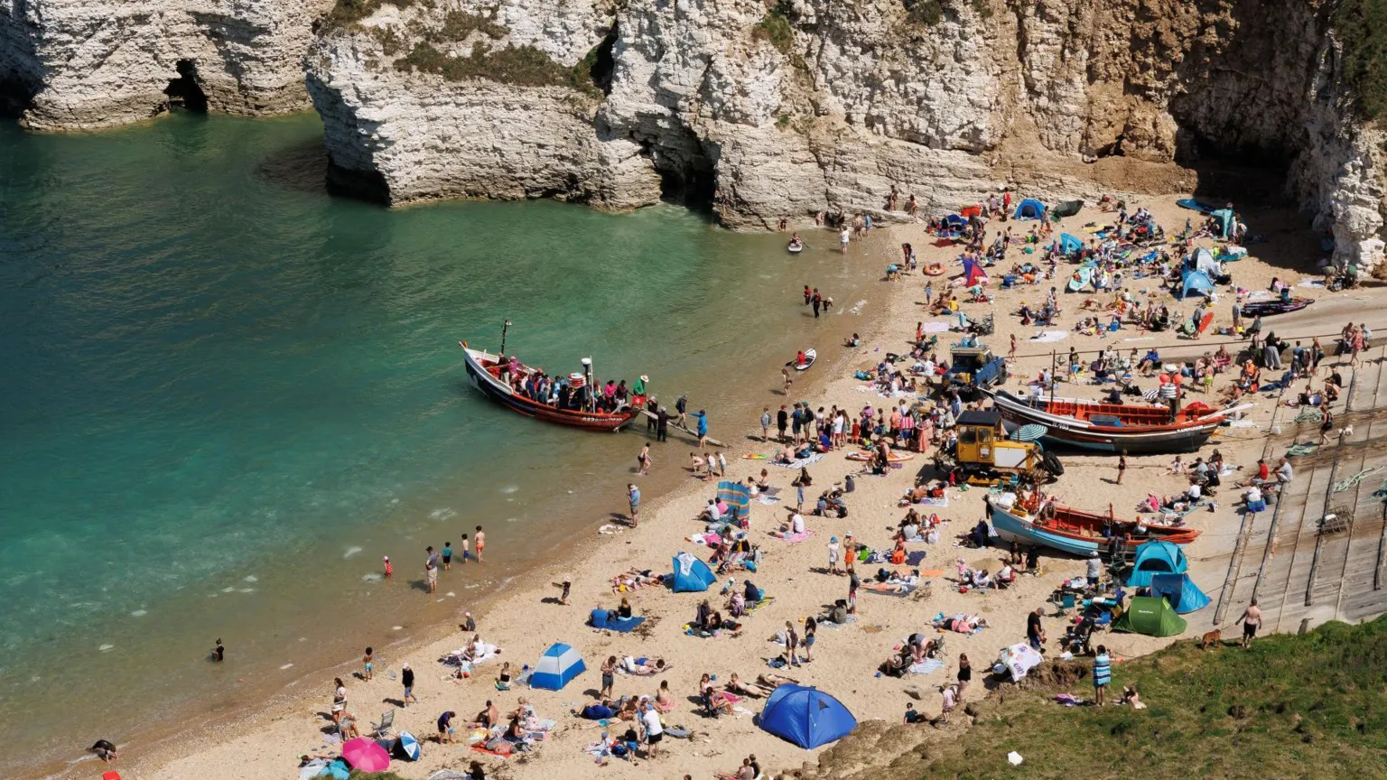  Beachgoers at Flamborough's North Landing beach on Tuesday
