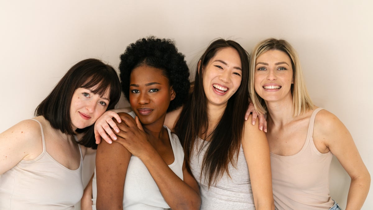 Portrait of a diverse group of an attractive young women, isolated on a white background