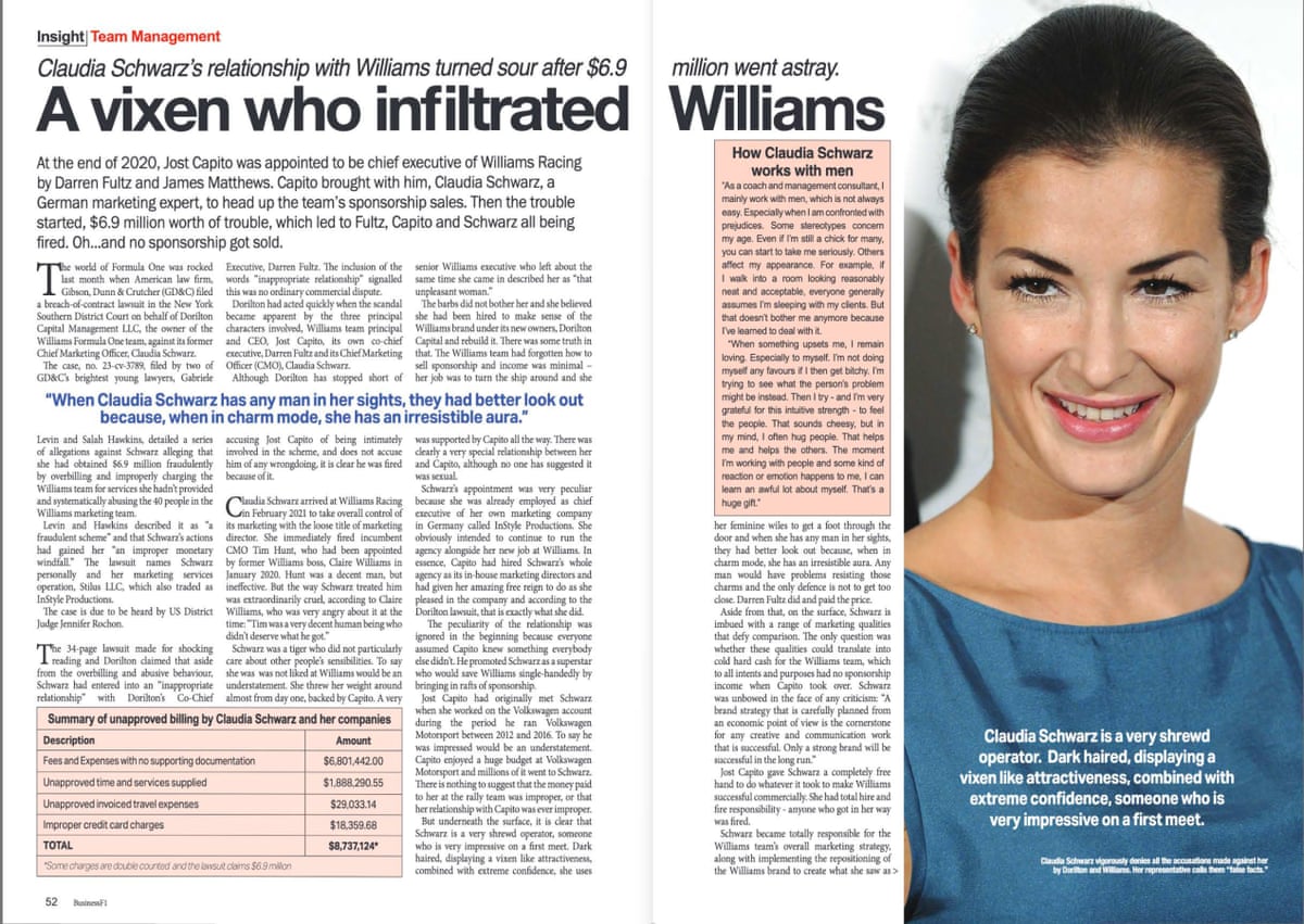 The Business F1 article on Claudia Schwarz