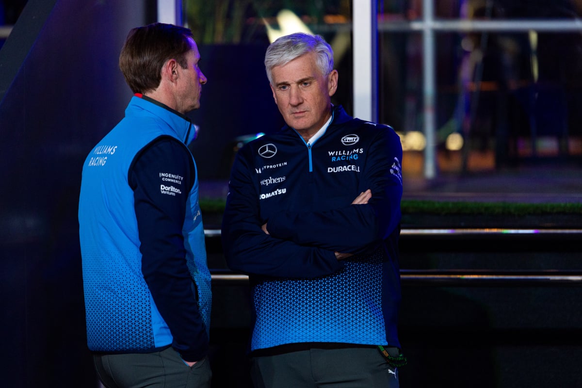 Matthew Savage (centre), the Dorilton chair, in the paddock during qualifying for the Las Vegas Grand Prix in 2024