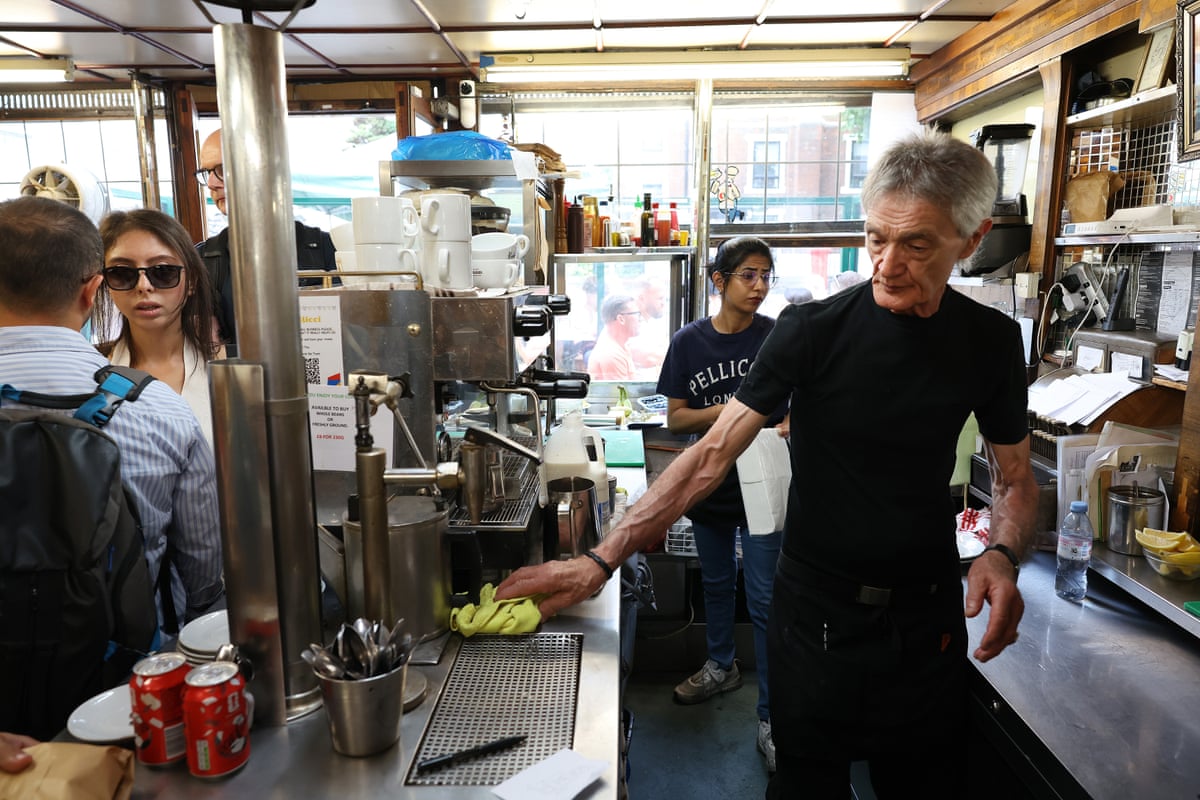 A busy cafe in east London during a heatwave 
