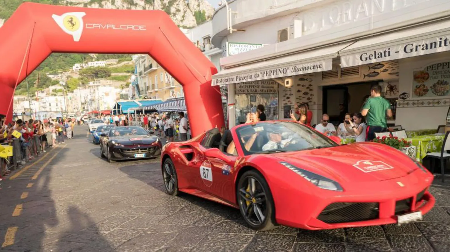  A convoy of Ferrari supercars turn up for an event along the Amalfi Coast
