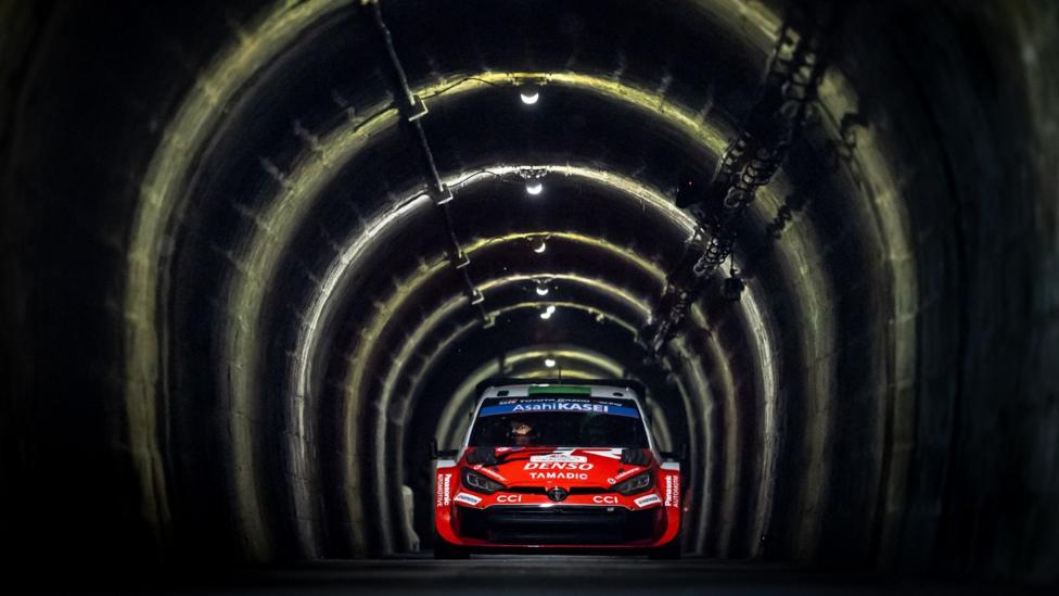Elfyn Evans' Rally1 car in a tunnel