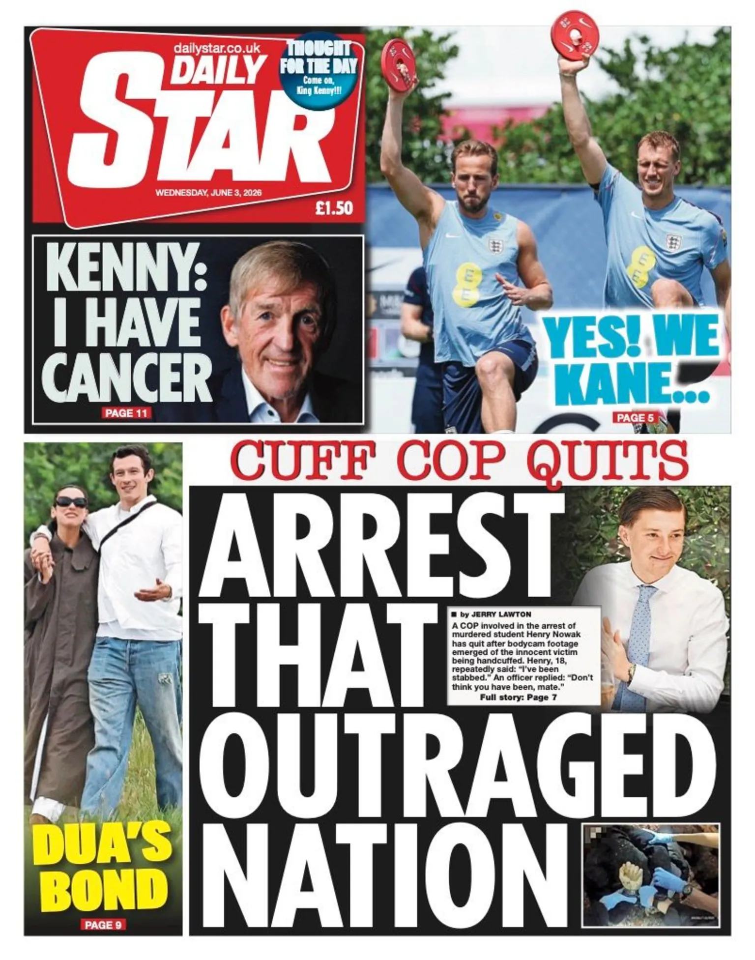 The headline on the front page of the Daily Star reads: “Arrest that outraged nation”.