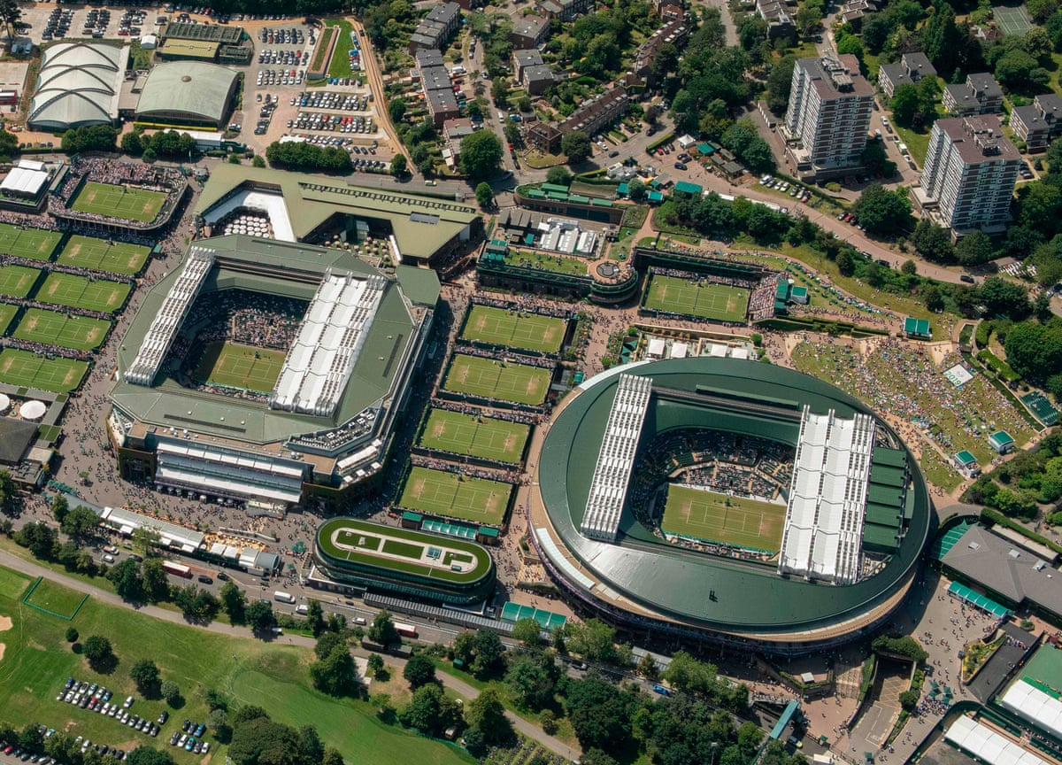 An aerial photograph taken of Wimbledon in 2019.
