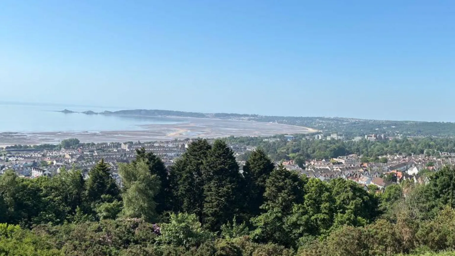 Views of Swansea, including the city centre and the coast, from Townhill