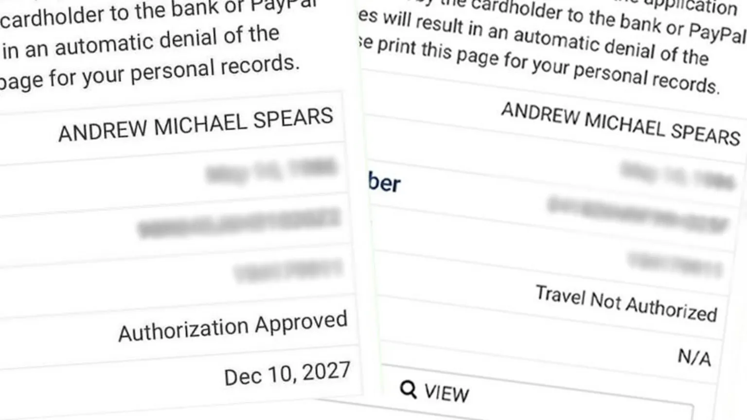 Andrew Spears Screenshots of two documents with black writing on it.