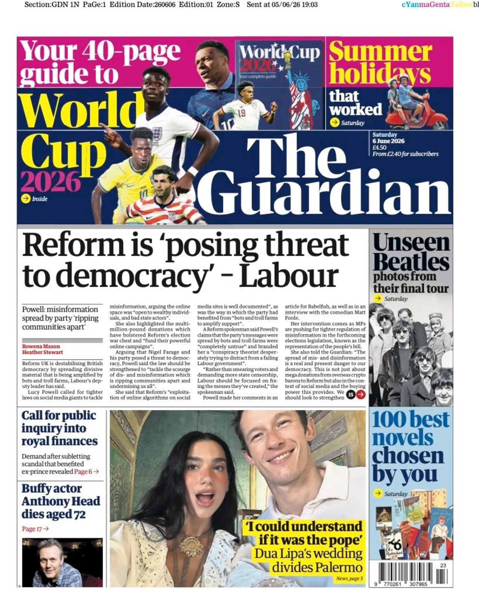 's headline reads 'Reform is 