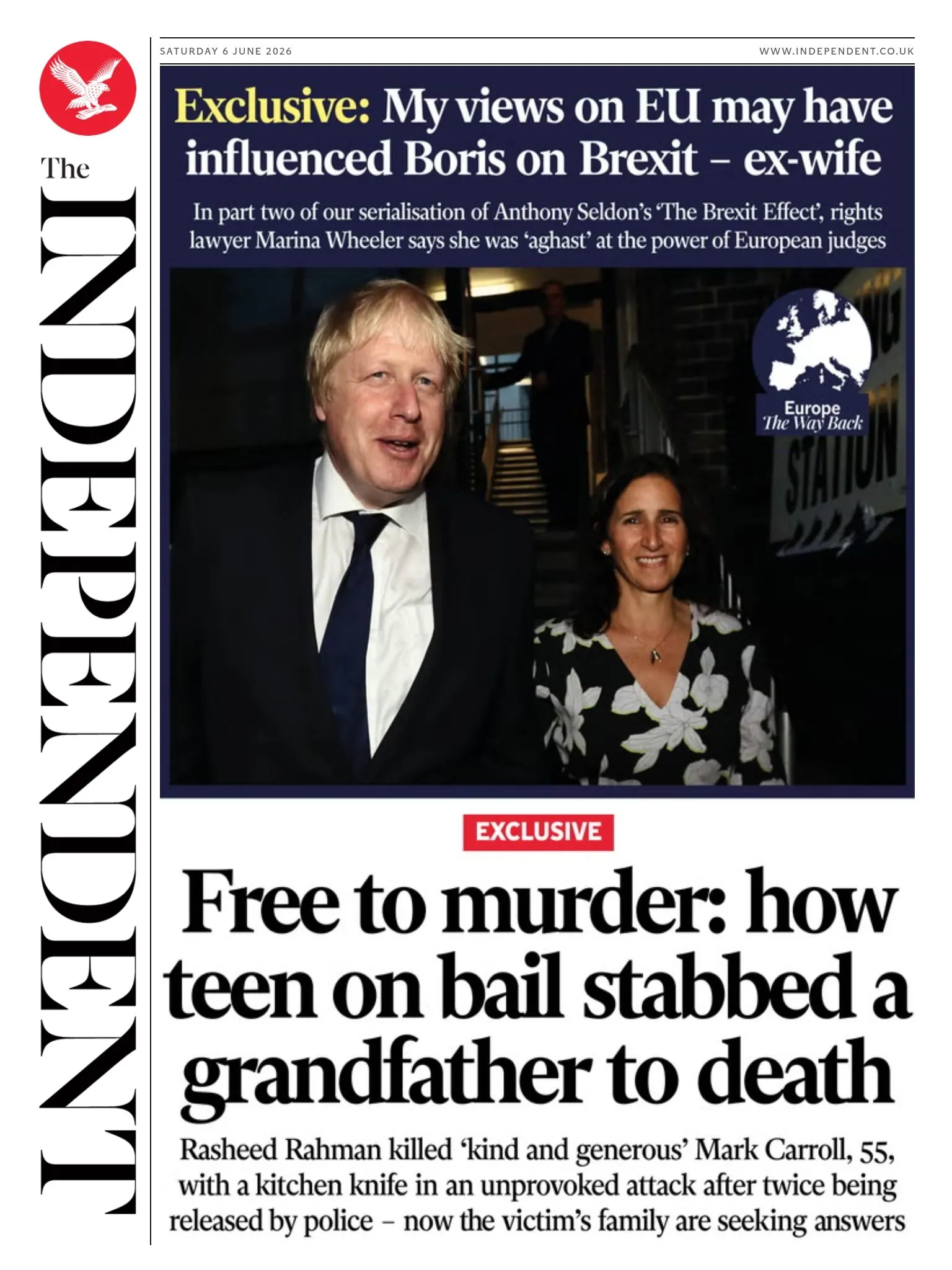 The Independent's headline is Free to murder: how teen on bail stabbed a grandfather to death'