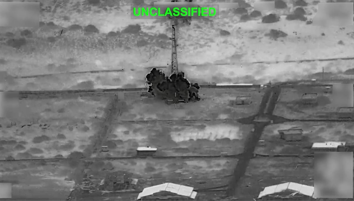Aerial infrared footage shows an explosion and rising smoke 