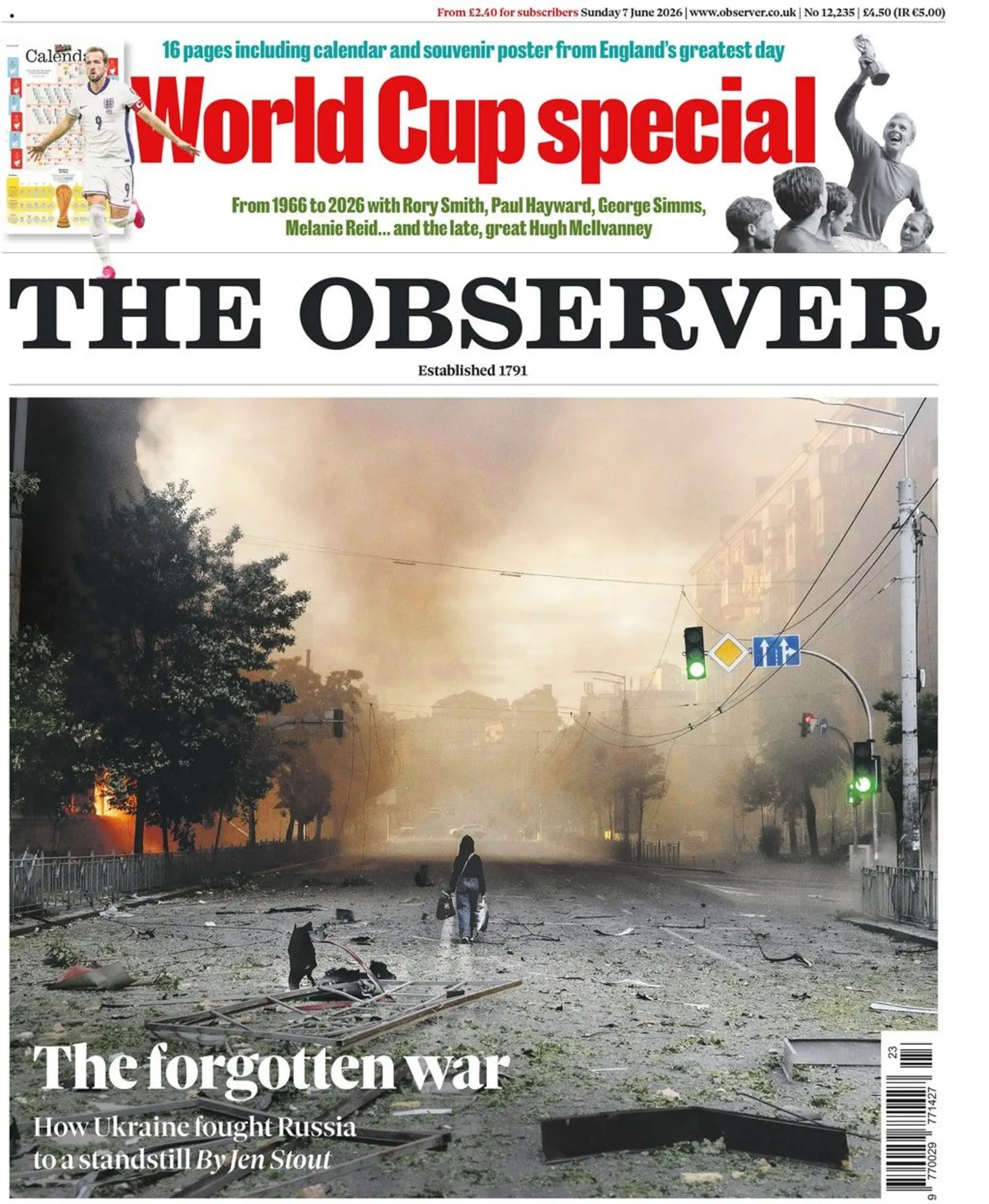 The Observer's headline reads 'The forgotten war'