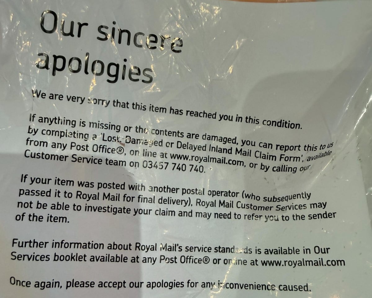A crumpled typed letter headed ‘Our sincere apologies’