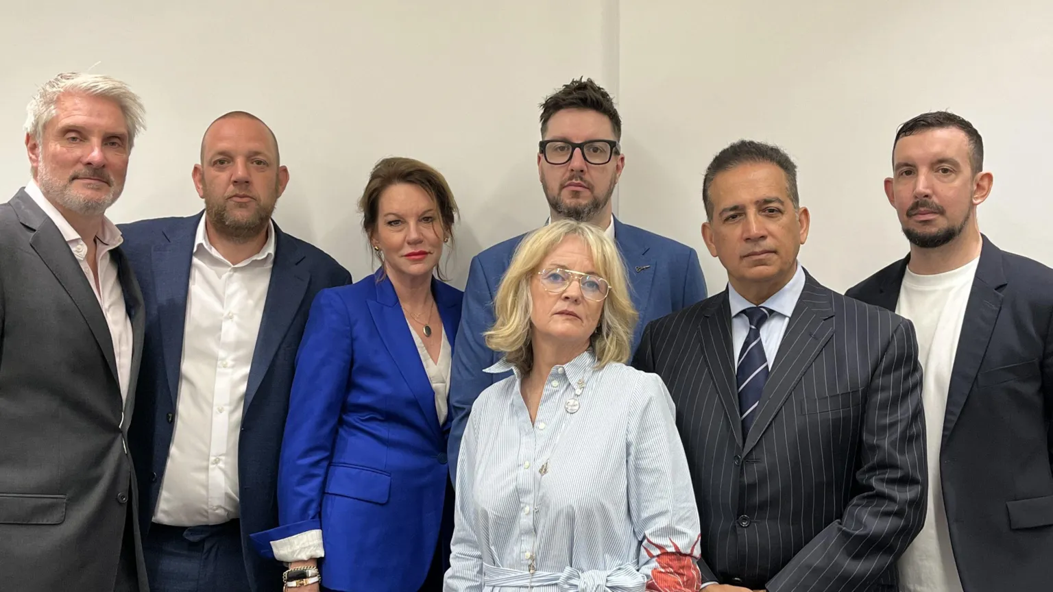 The families of the victims of Valdo Calocane - five men and two women.