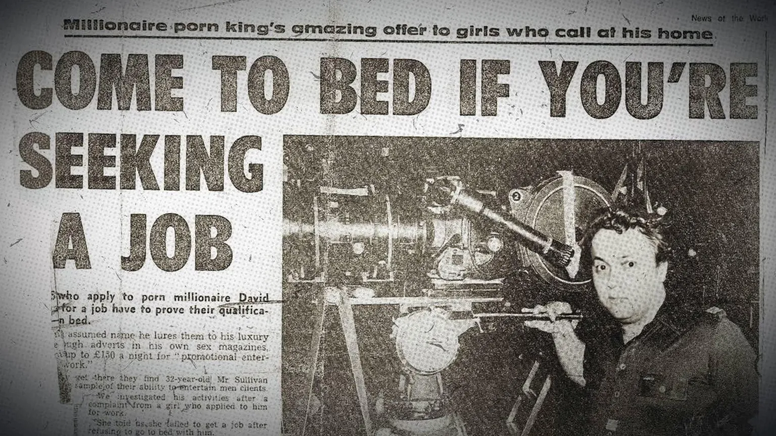 A clipping from the News of the World in 1981, with the headline: