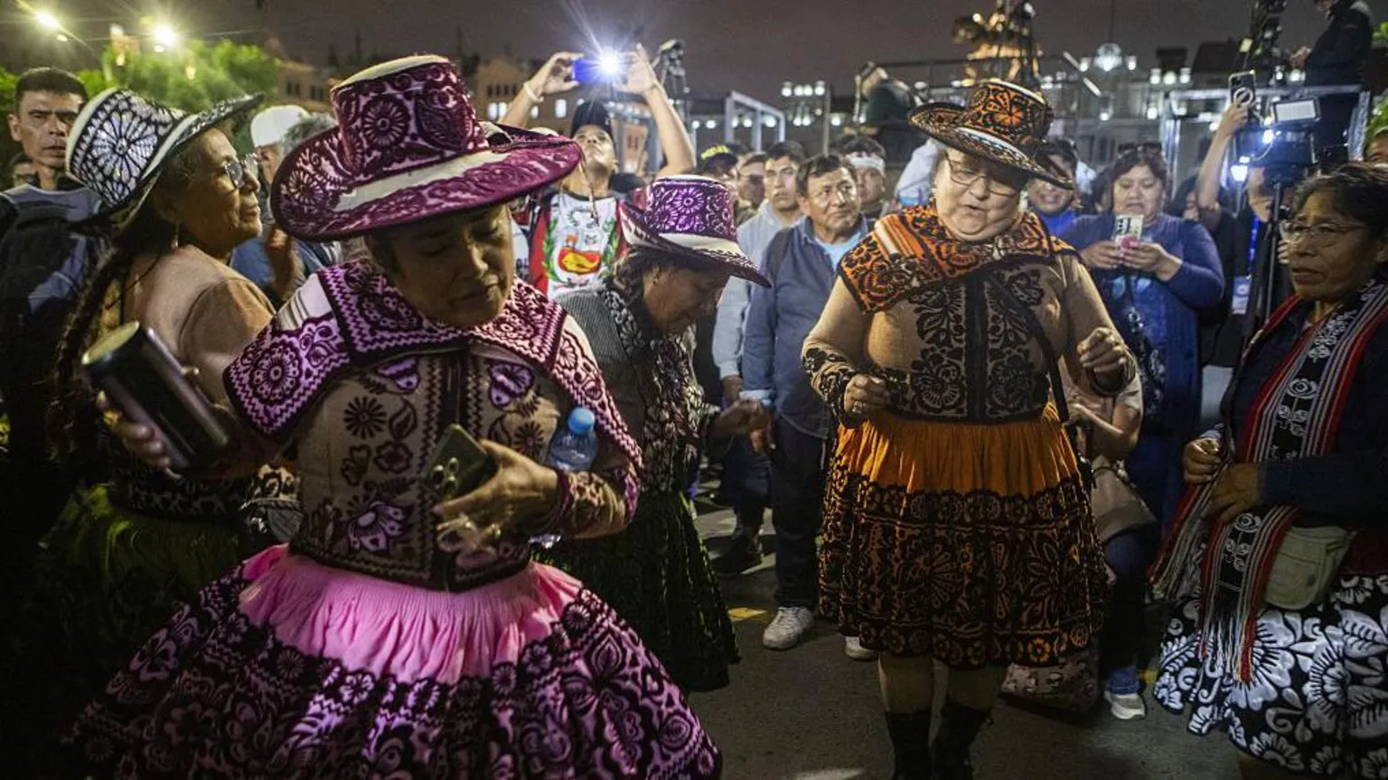 Supporters of Roberto Sanchez, presidential candidate for the Together for Peru party, following the runoff election in Lima, Peru