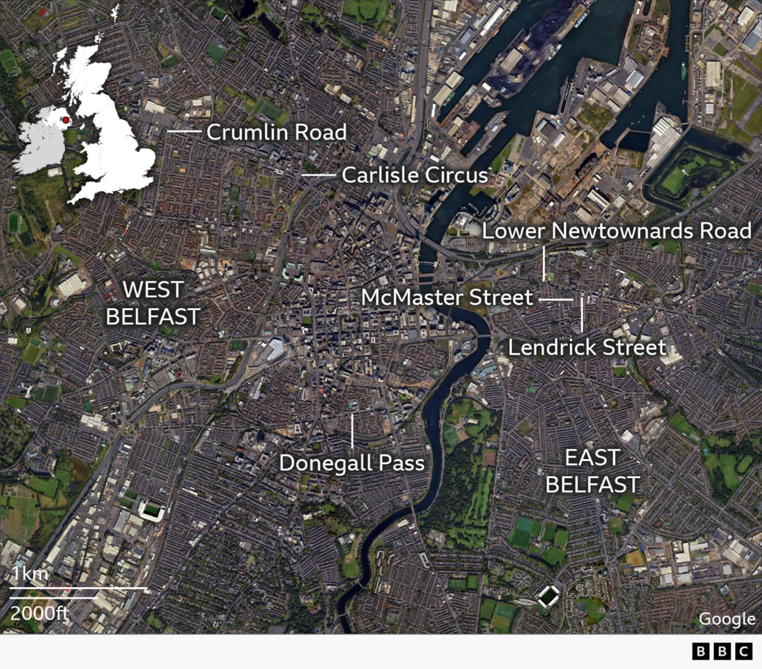 a MAP of trouble across Belfast