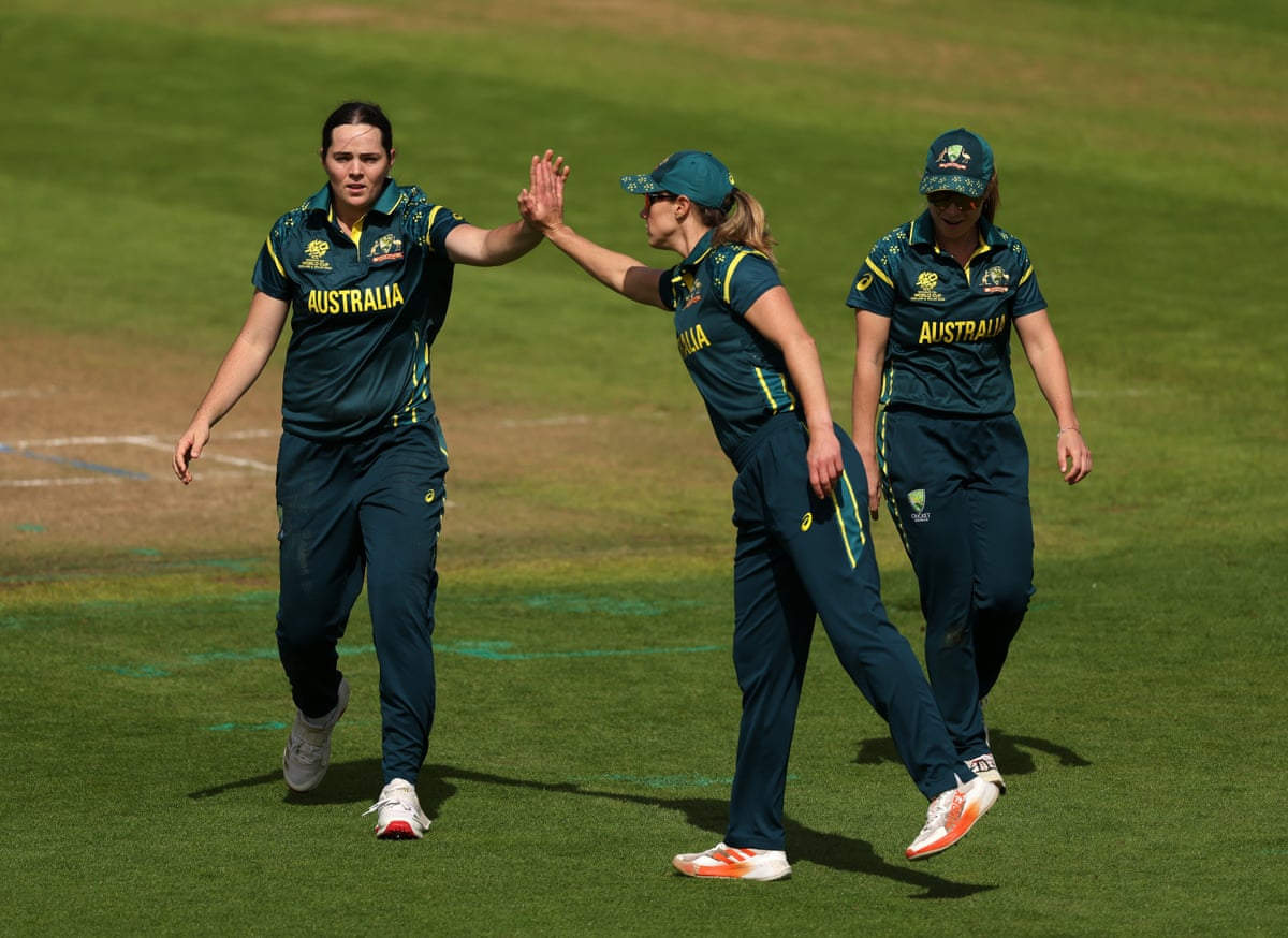 Australia celebrate after Lucy Hamilton dismisses Jahzara Claxton.