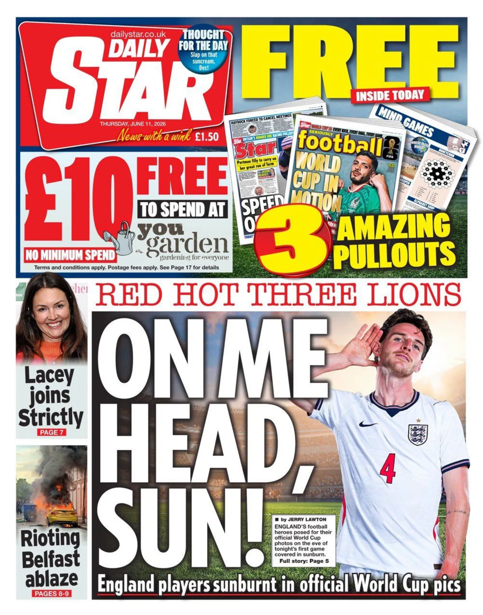 The headline on the front page of the Daily Star reads: 