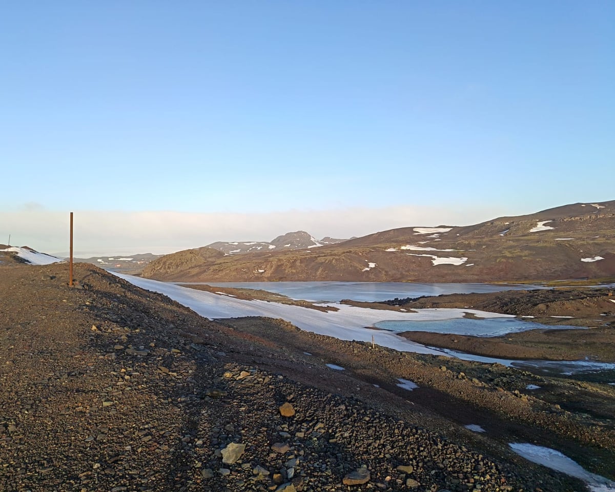 A few patches of snow and ice are left on King George island, exposing the soil and rock below