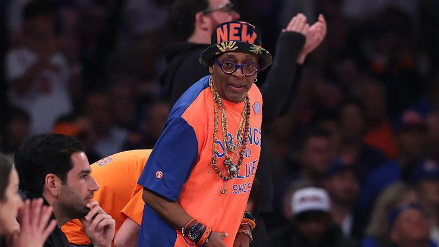 Spike Lee attends Game Four of the 2026 NBA Finals between the San Antonio Spurs and the New York Knicks at Madison Square Garden on June 10, 2026 in New York City.