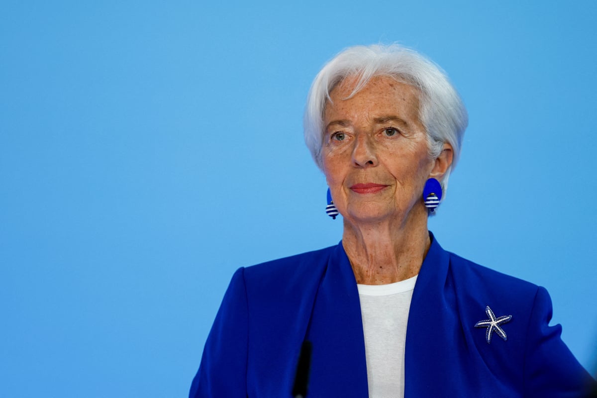 European Central Bank (ECB) President Christine Lagarde at today’s press conference in Frankfurt, Germany