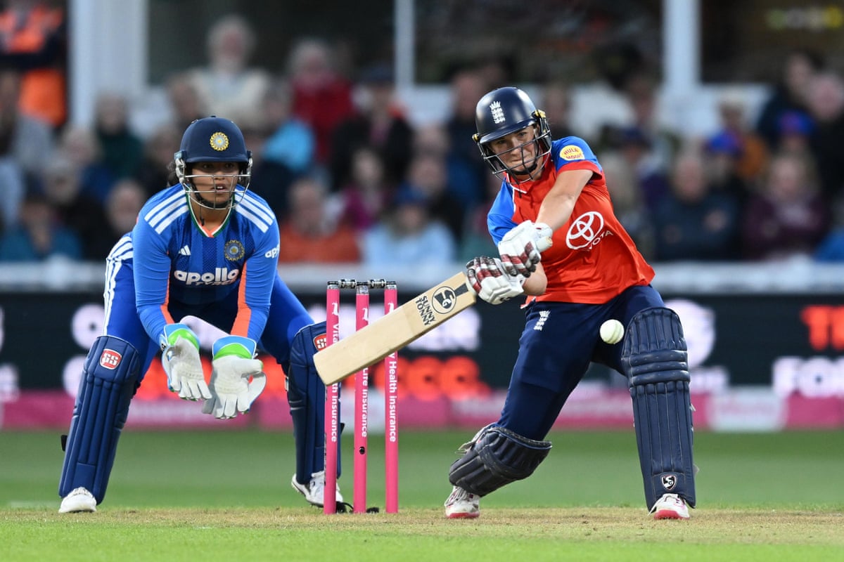 Alice Capsey hits a four against India last week.