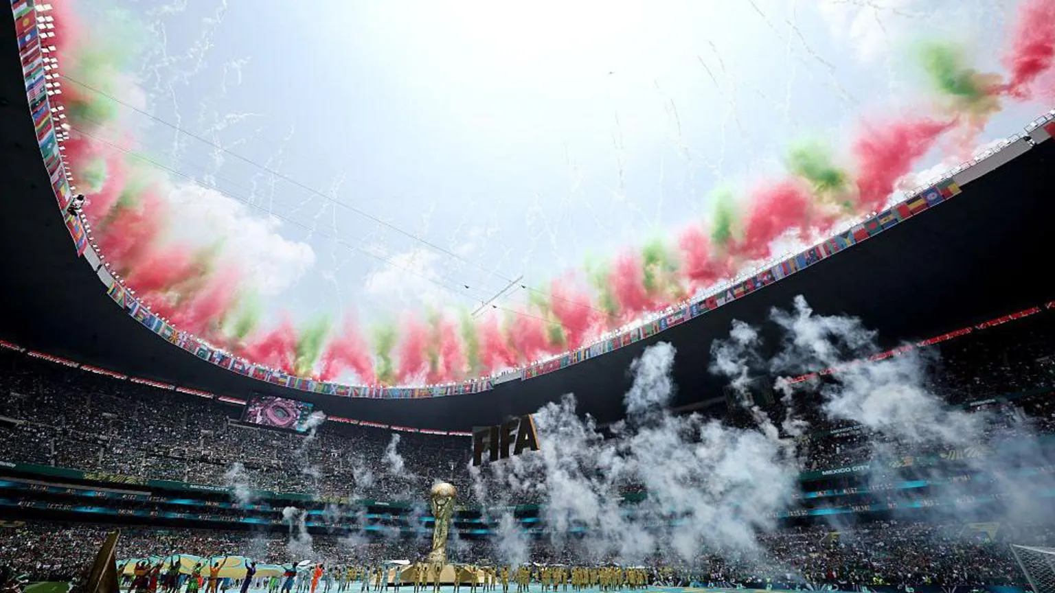 Fireworks display during the Opening Ceremony ahead of the FIFA World Cup 2026 Group A match between Mexico and South Africa at Mexico City Stadium on June 11, 2026 in Mexico City, Mexico