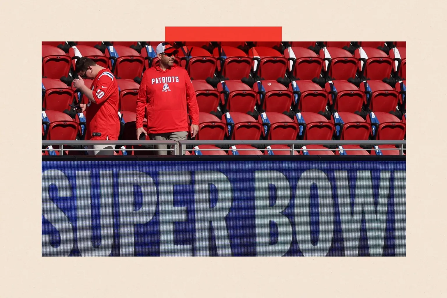 New England Patriots fans stand inside Levi's stadium before a match