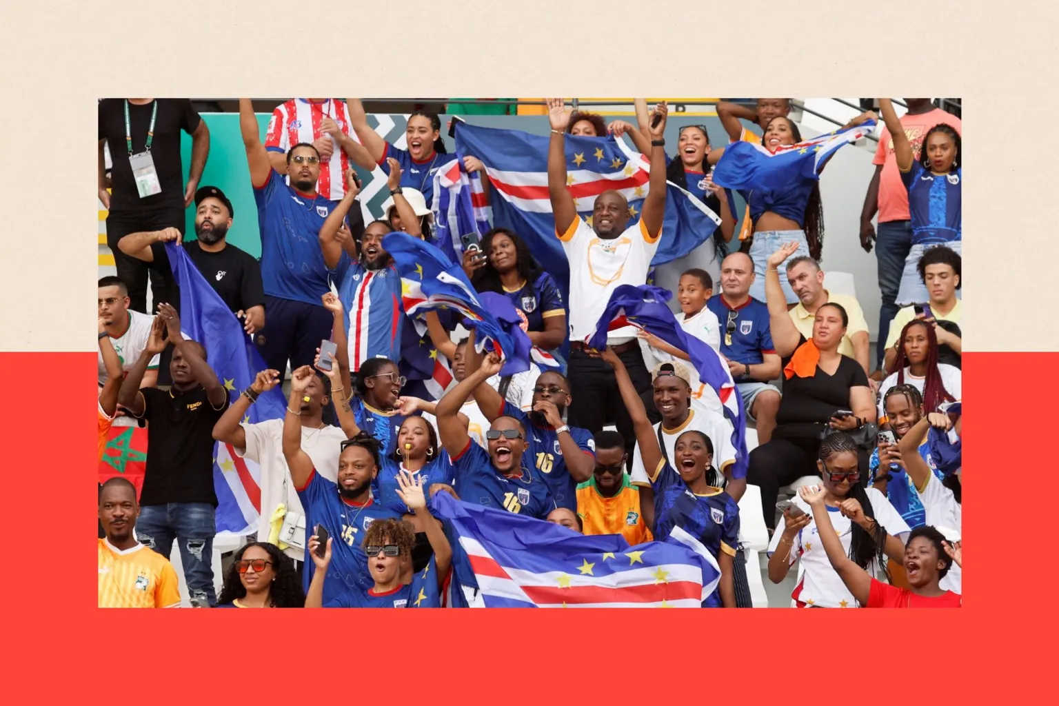 Cape Verde fans celebrate in the stands