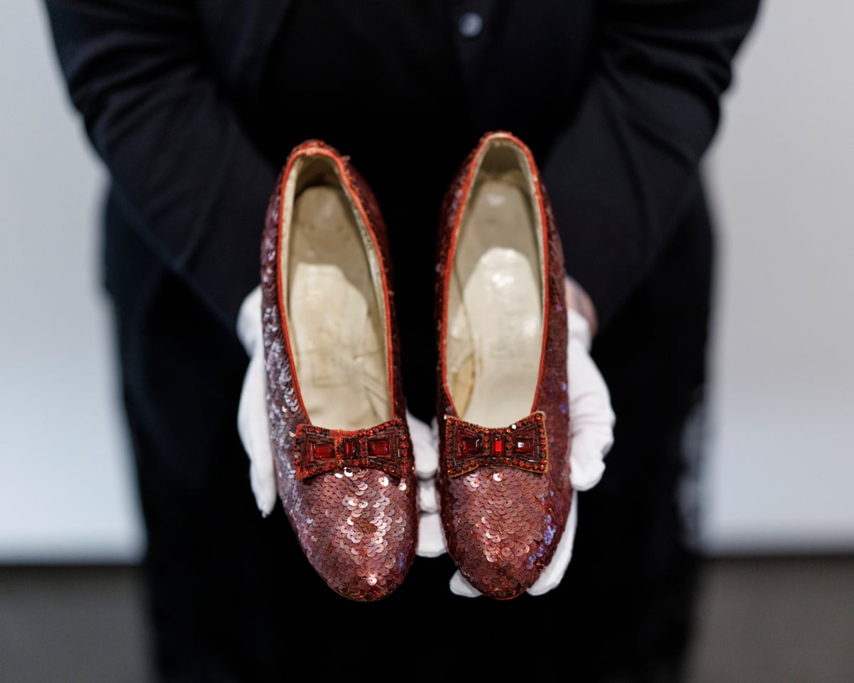 Red slippers worn by Judy Garland in The Wizard of Oz, auctioned in 2024.