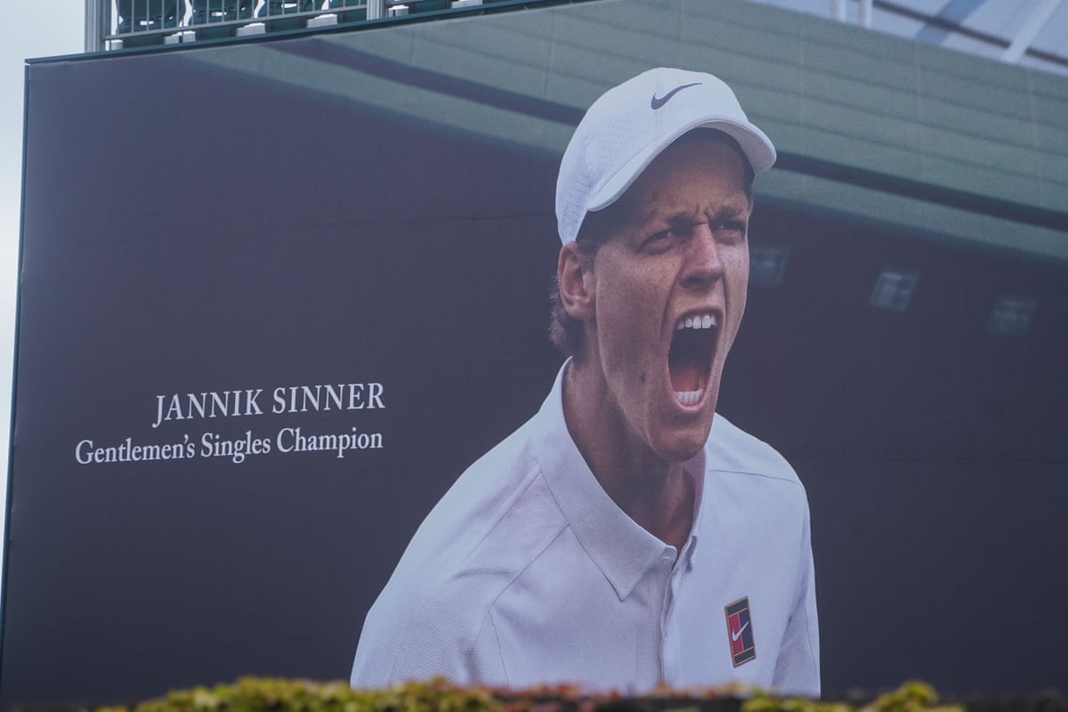 Jannik Sinner, the 2025 men’s singles champion at Wimbledon, pictured on a spectator grandstand outside the All England Club prior to this year’s tournament.