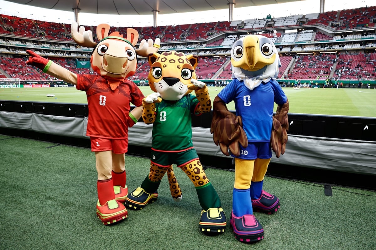 The mascots of the 2026 Fifa World Cup, Maple the Moose, Zayu the Jaguar and Clutch the Bald Eagle.