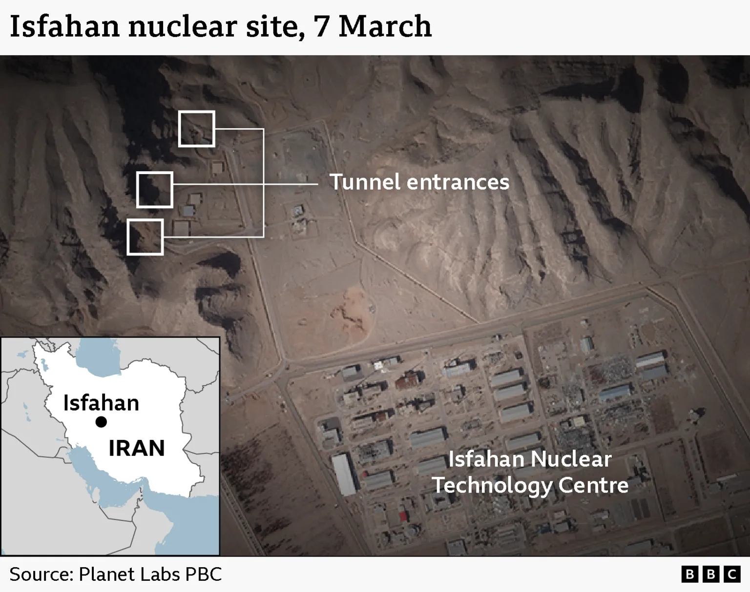 A satellite image of the Isfahan nuclear site