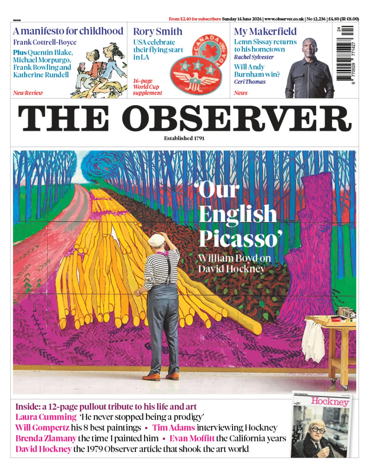 The headline on the front page of the Observer reads: 