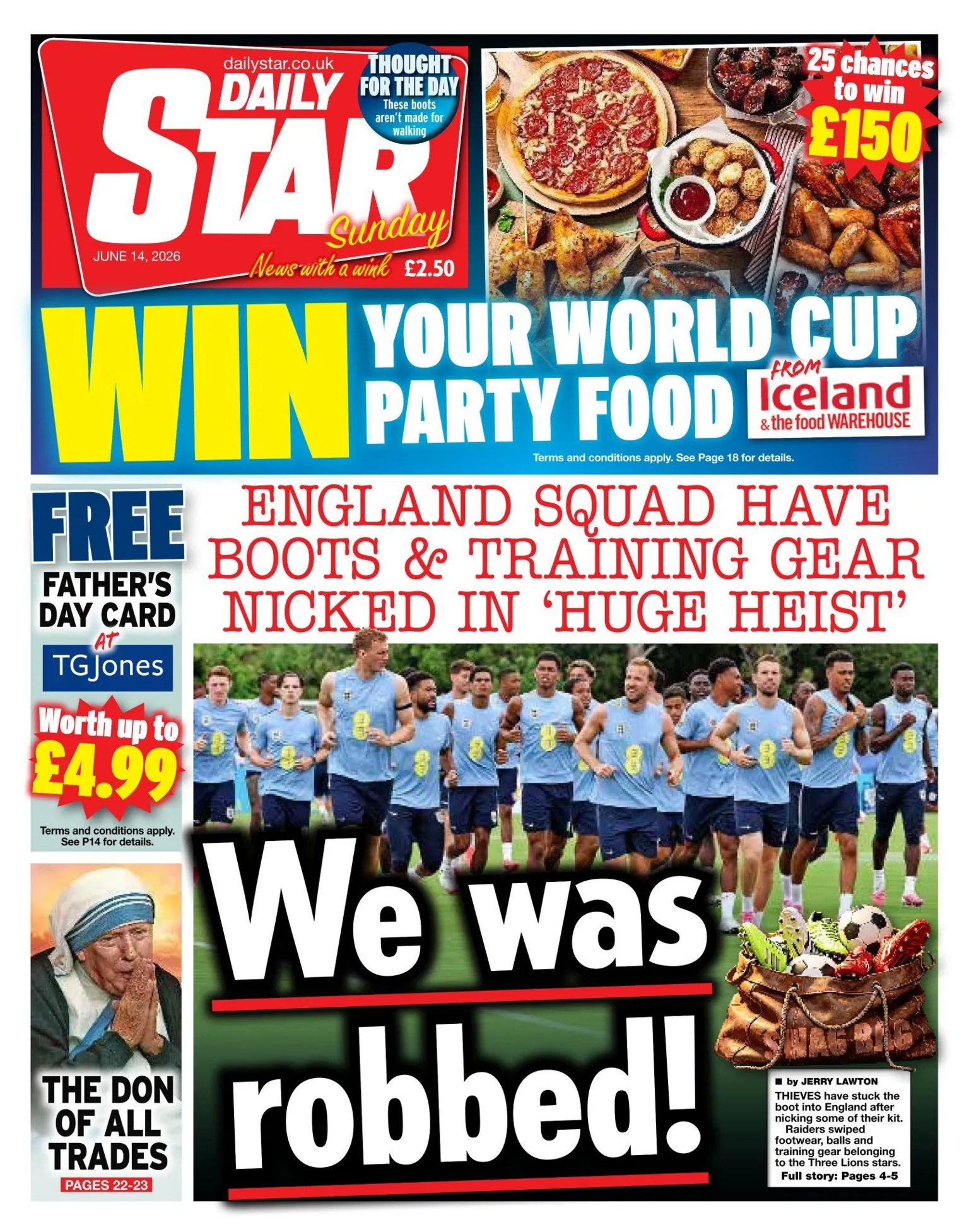 The headline on the front page of the Daily Star reads: 