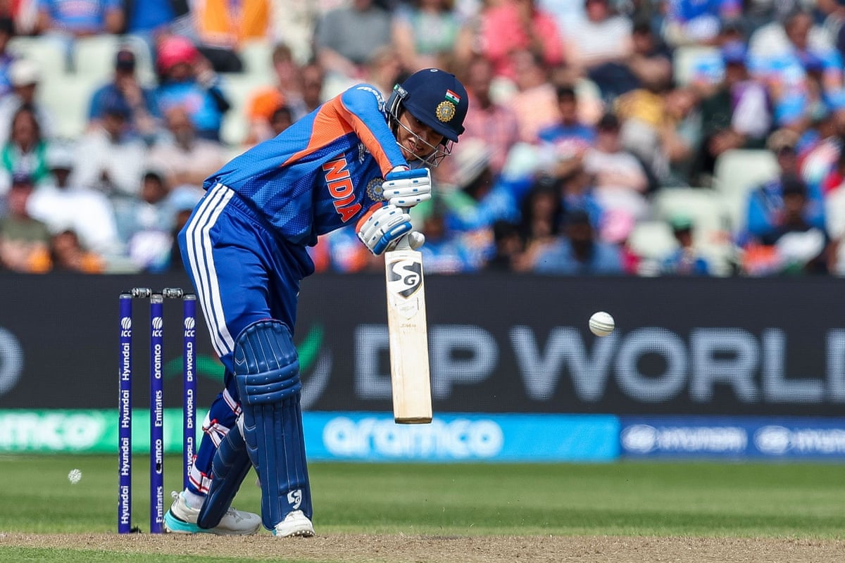 Smriti Mandhana of India hits a boundary
