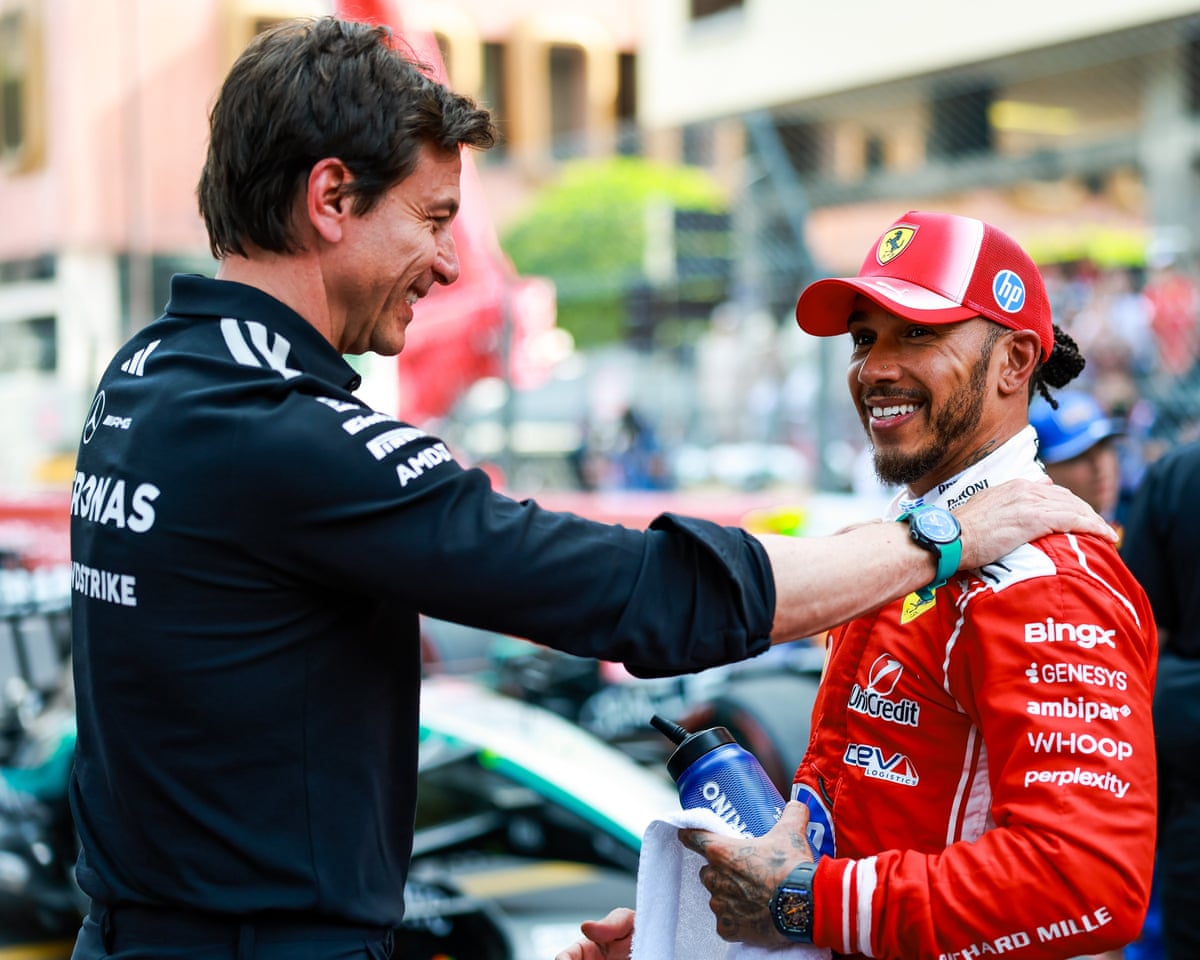 Toto Wolff of Mercedes and Lewis Hamilton of Ferrari during the Canada GP