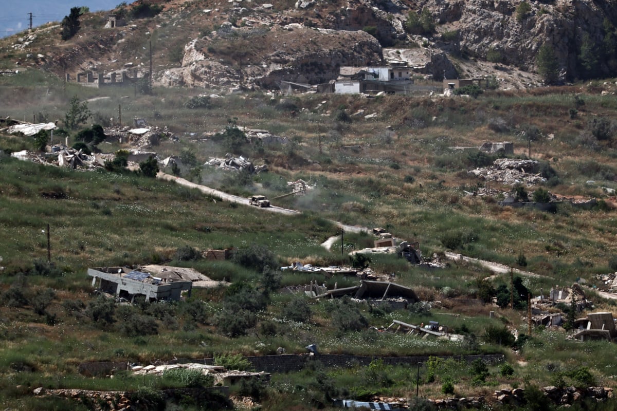 An Israeli military vehicle on the Lebanese side of the border
