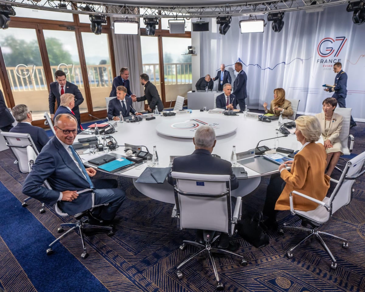 First working session of the G7 summit at Hotel Royal, Évian-les-Bains, France.