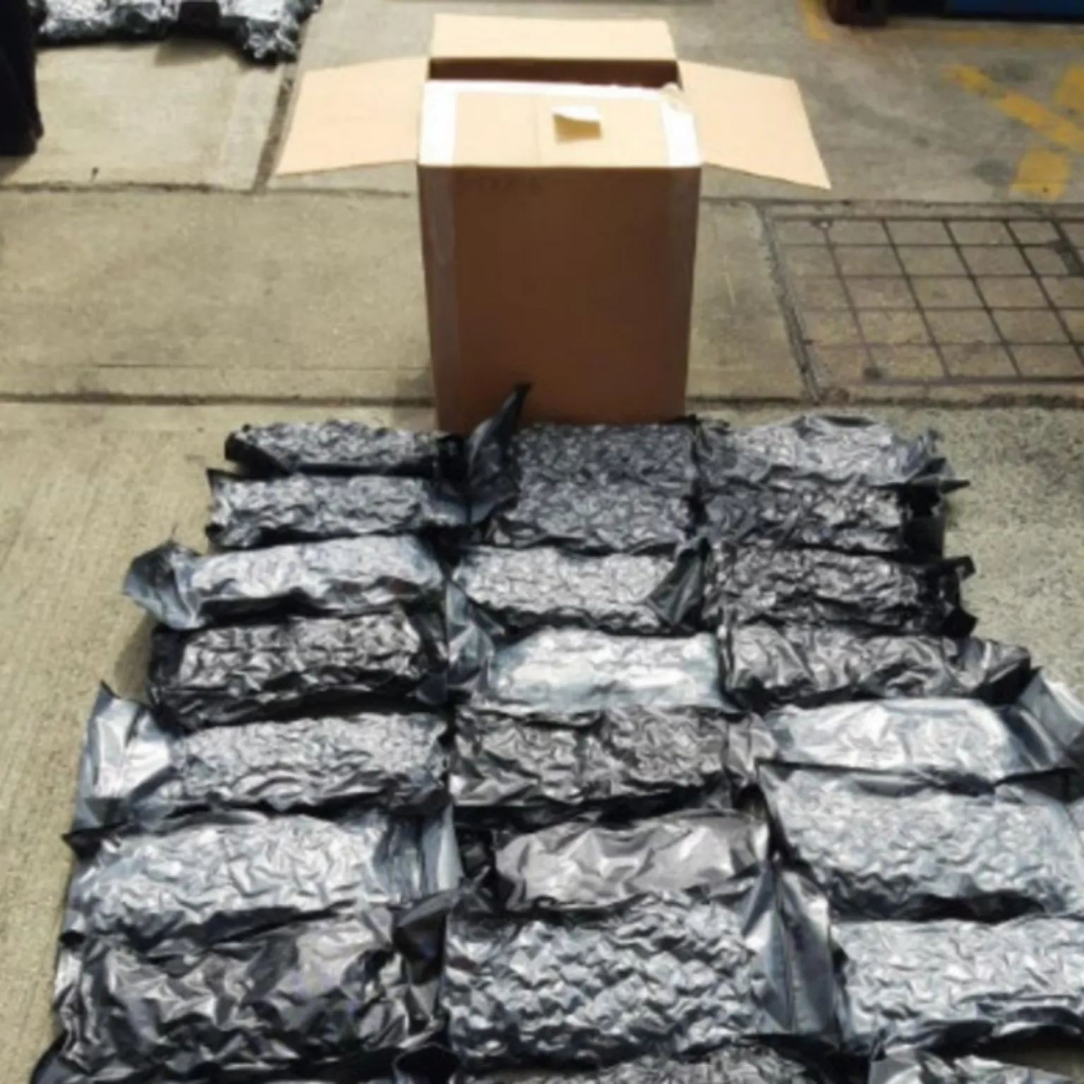 SWROCU Rows of cannabis in black bags
