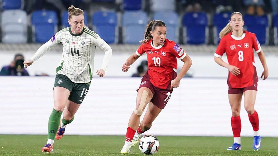Lauren Wade in action against Switzerland