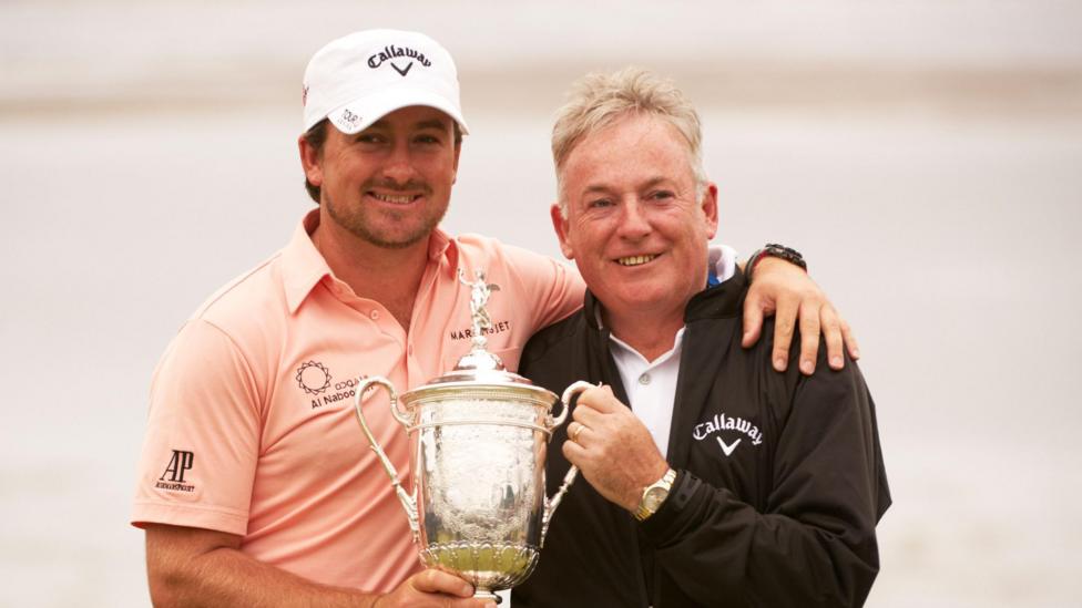 Graeme and Ken McDowell with the US Open trophy in 2010