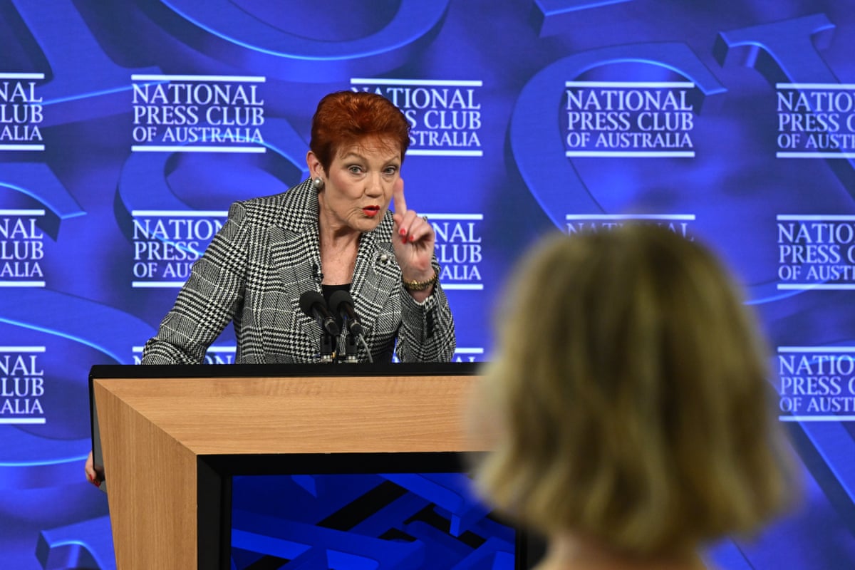 One Nation leader Pauline Hanson speaks to journalist Sarah Martin